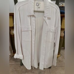 Aerie White Casual Shirt Jacket